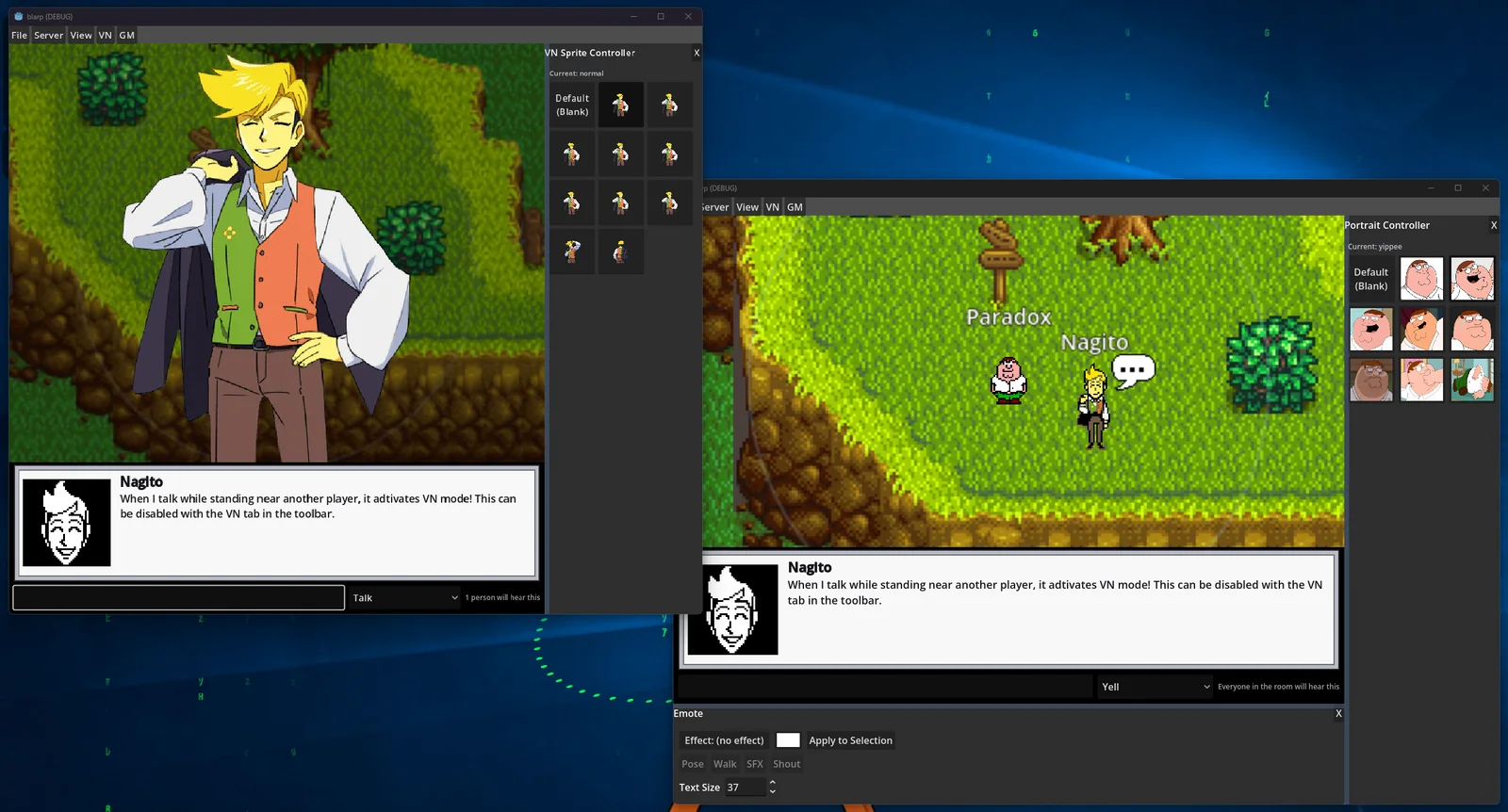 Blarp VN sprite and portrait-linking interface