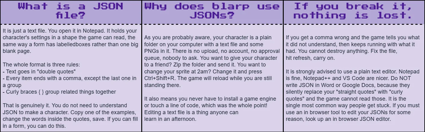 Blarp content folders shown beside the running client